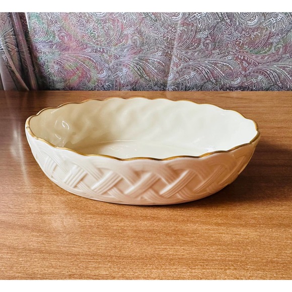 Vintage 8” oval bowl lattice collection by Lenox - Picture 3 of 10